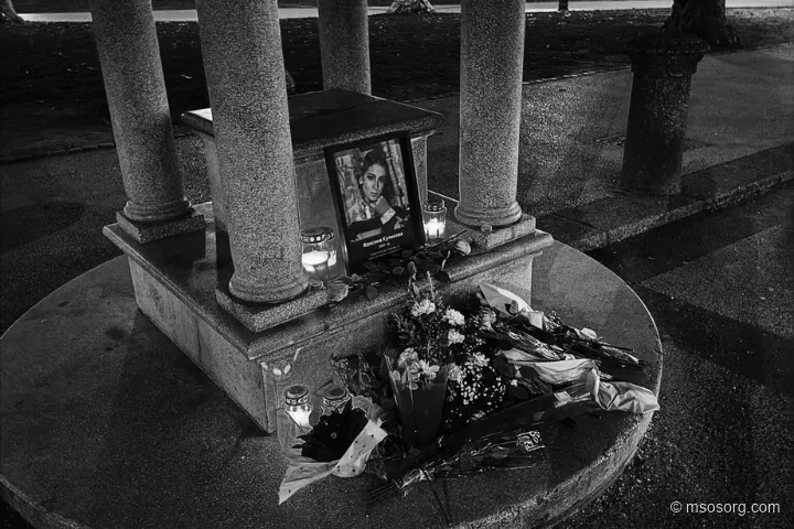 Candles and flowers in memory of Frosina Kulakova