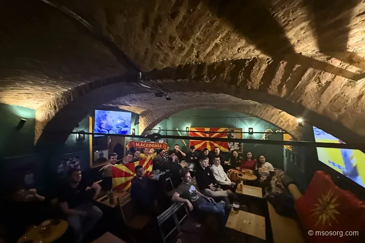 Fans gathered at the Ljubljana base to cheer for Macedonia together.